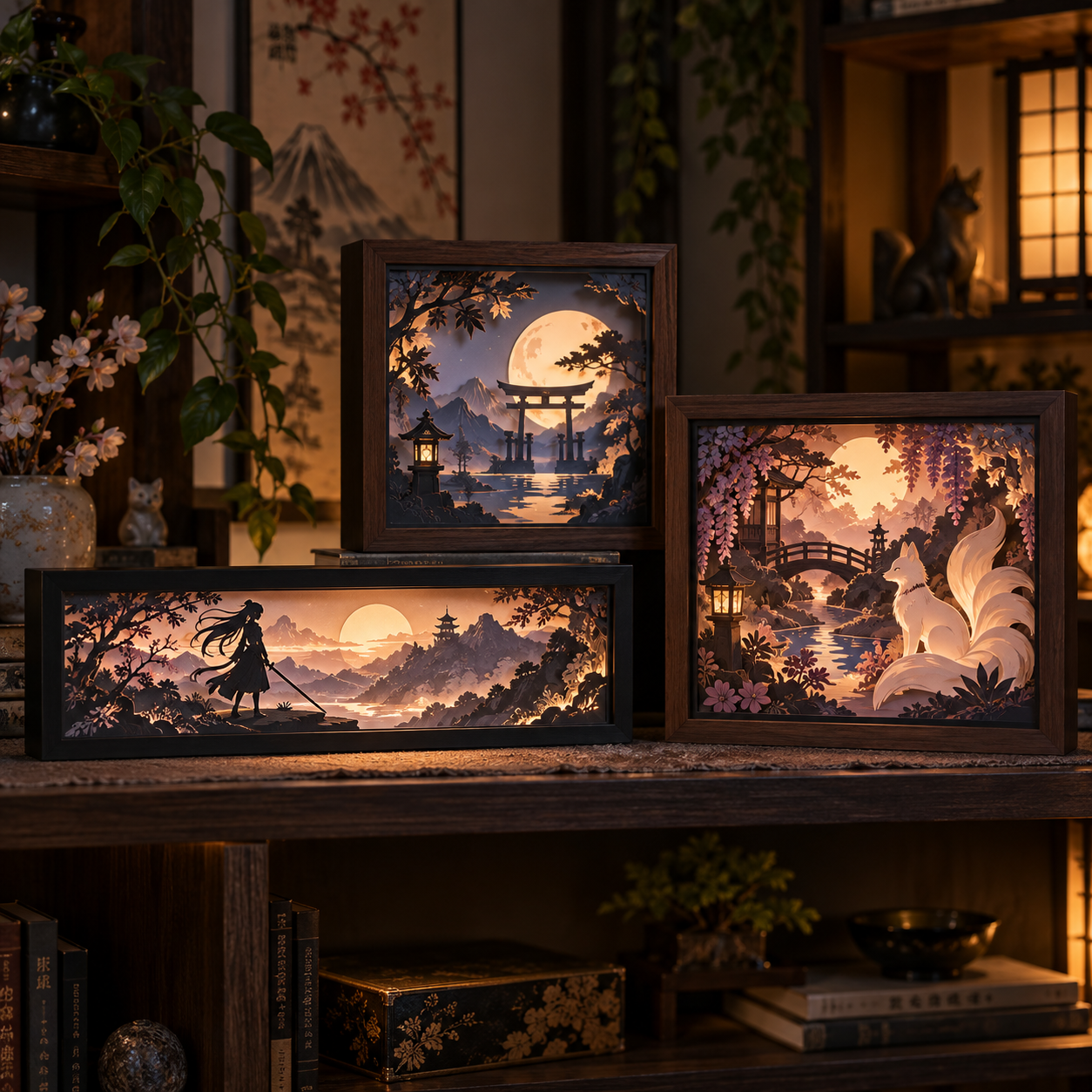 AI-generated concept preview of three layered shadow boxes